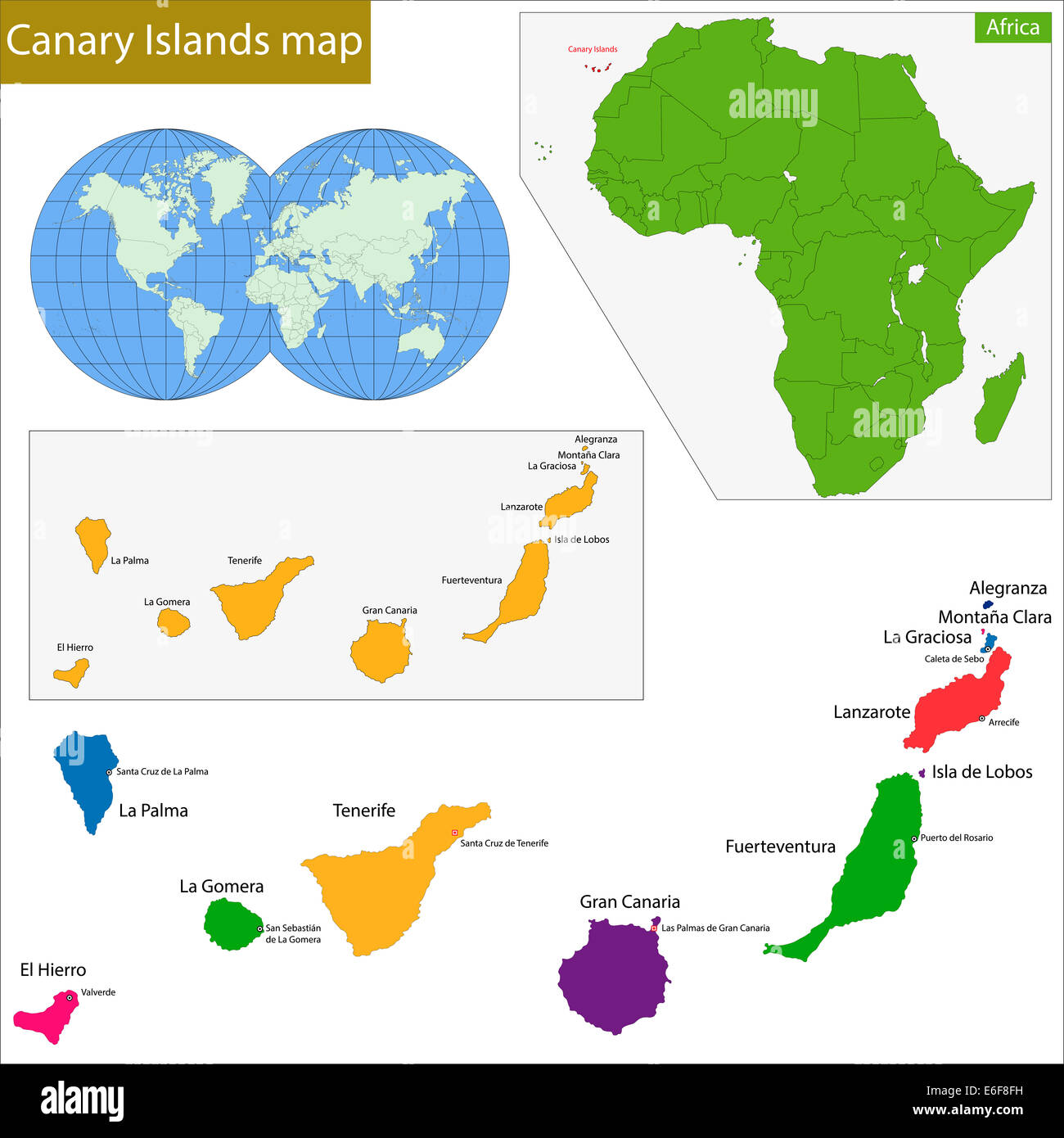 Carte Canaries Banque D'Images