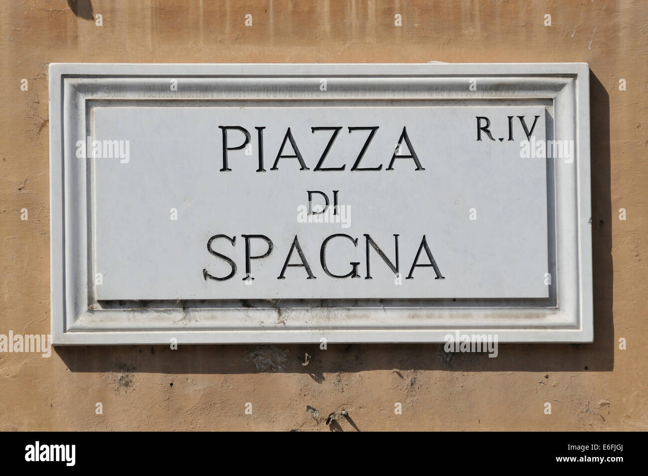 Plaque de Rue de la Piazza di Spagna Rome Italie Banque D'Images