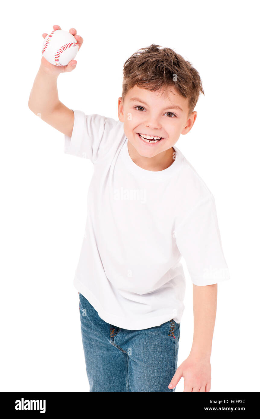 Boy with baseball ball Banque D'Images