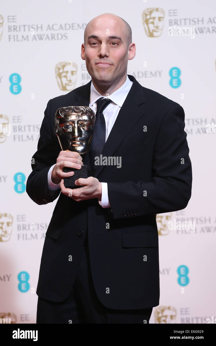 Les British Academy Film Awards (BAFTA) 2014 s'est tenue au Royal Opera House - Lauréats Prix comprend : Joshua Oppenheimer Où : London, Royaume-Uni Quand : 16 Mars 2014 Banque D'Images