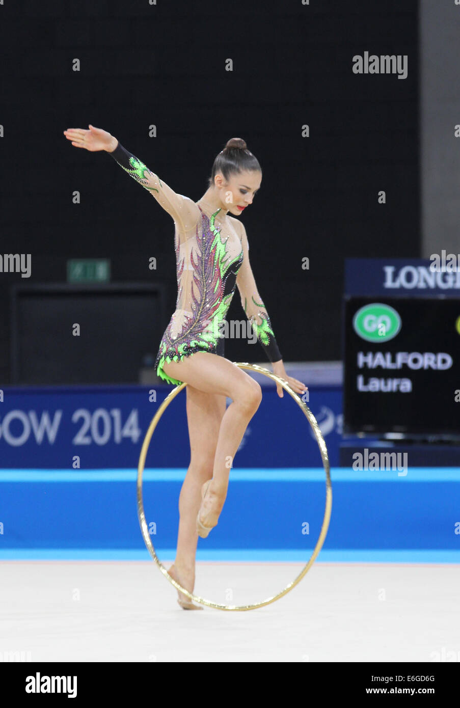 Laura Halford de galles dans le cerceau de gymnastique rythmique (section) au Jeux du Commonwealth de 2014 à Glasgow. Banque D'Images