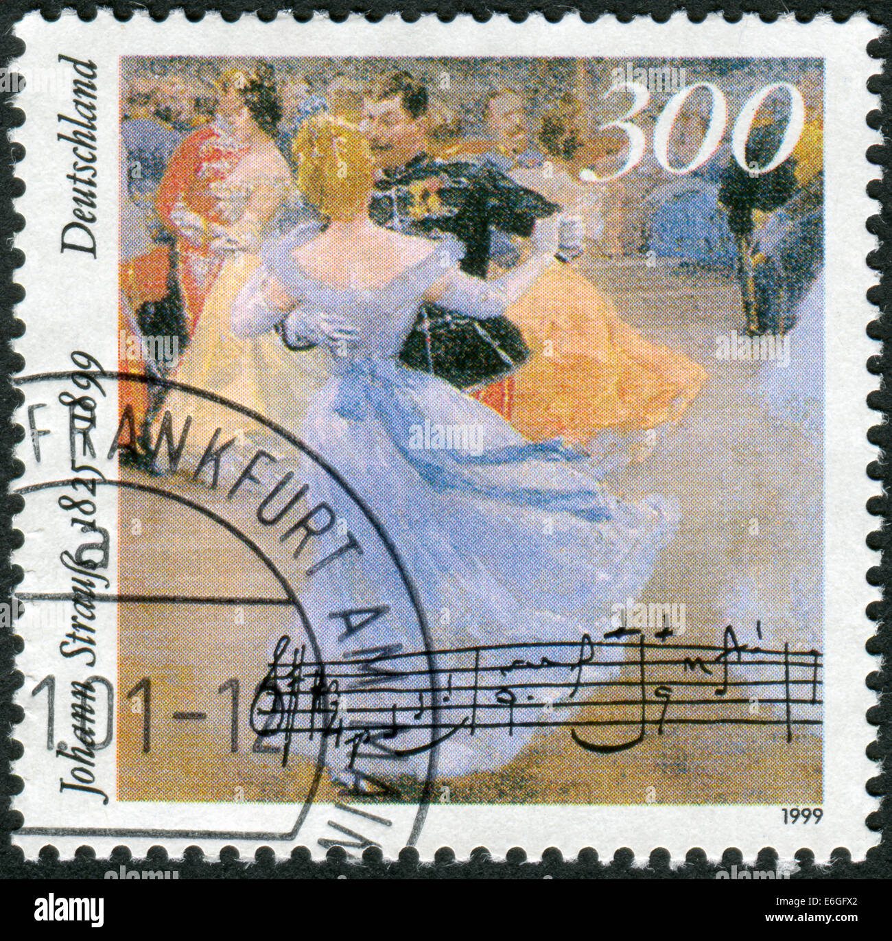 Timbres en Allemagne, 100e anniversaire de la mort de Johann Strauss, montre en bal viennois de la Hofburg Banque D'Images