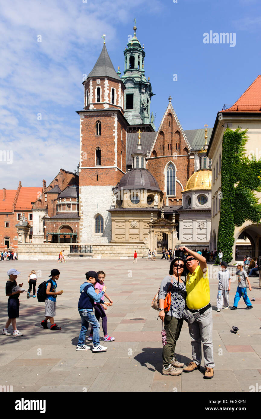 Sur la cathédrale de Wawel à Cracovie, Pologne, Europe, site du patrimoine mondial de l'UNESCO Banque D'Images