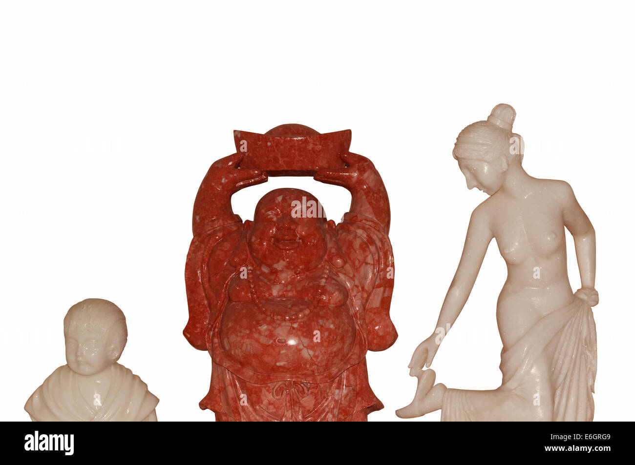 La statue de gens sur un fond blanc. Banque D'Images