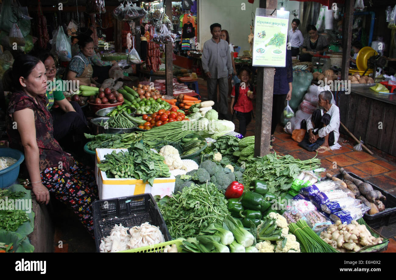 Marché russe au Cambodge. Banque D'Images