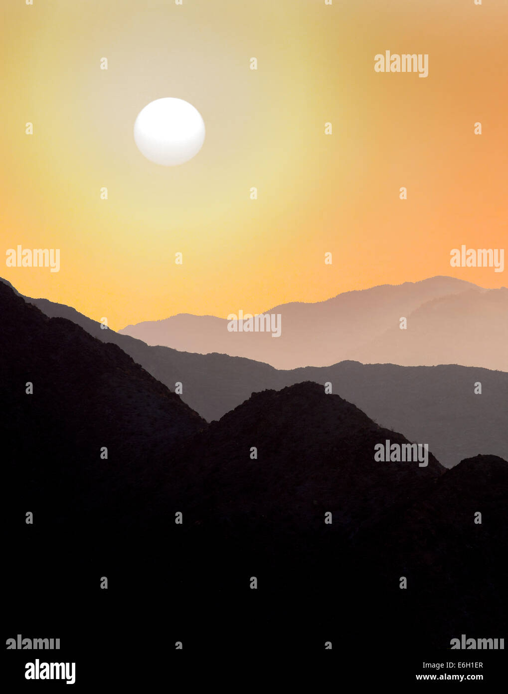 Collines de la Santa Rosa et montagnes de San Jacinto Monument National et le coucher du soleil, en Californie Banque D'Images