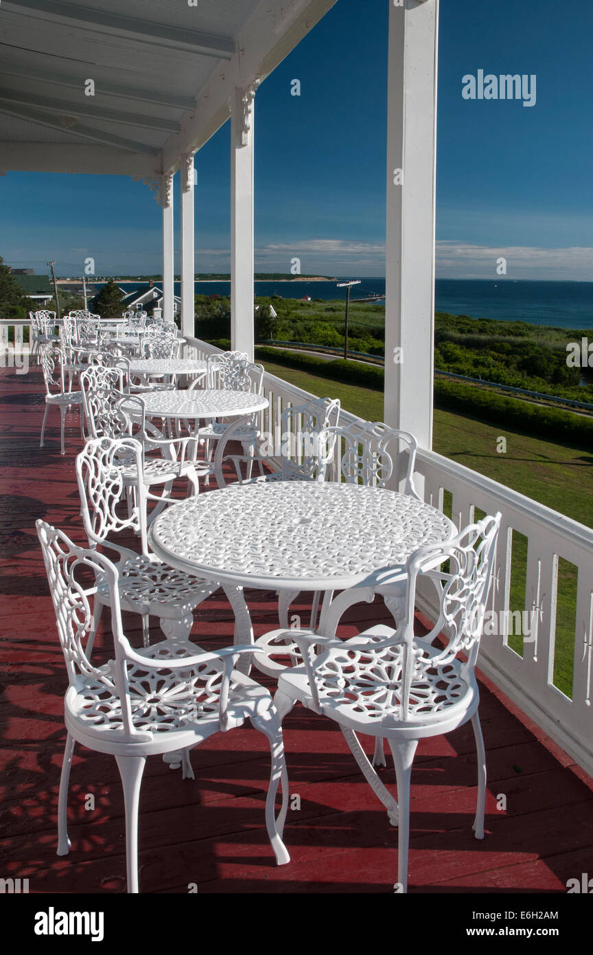 Patio au Spring House sur Block Island, Rhode Island Banque D'Images