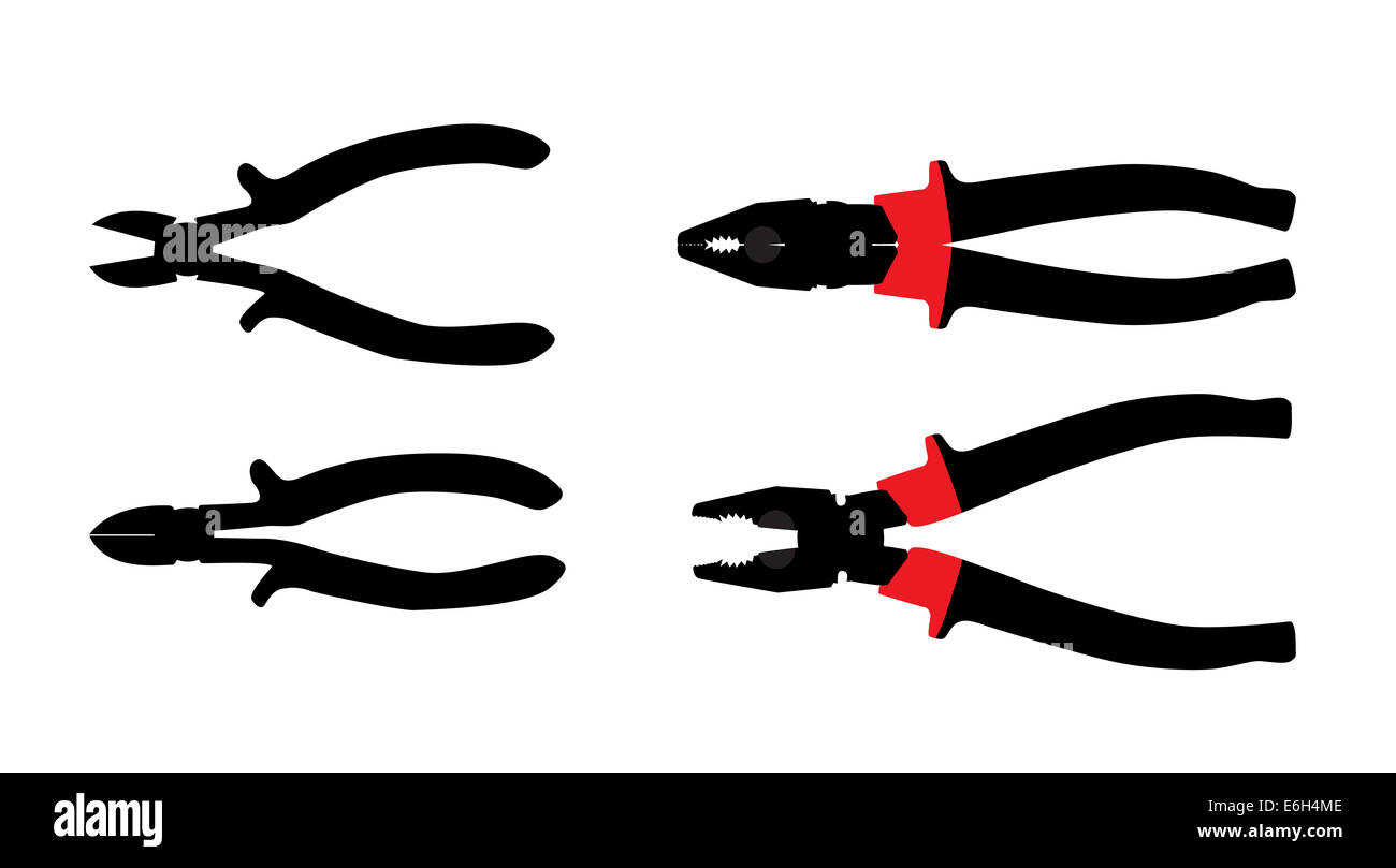 Outils pinces. Isolé sur Bacground blanc. Vector Illustration. Banque D'Images
