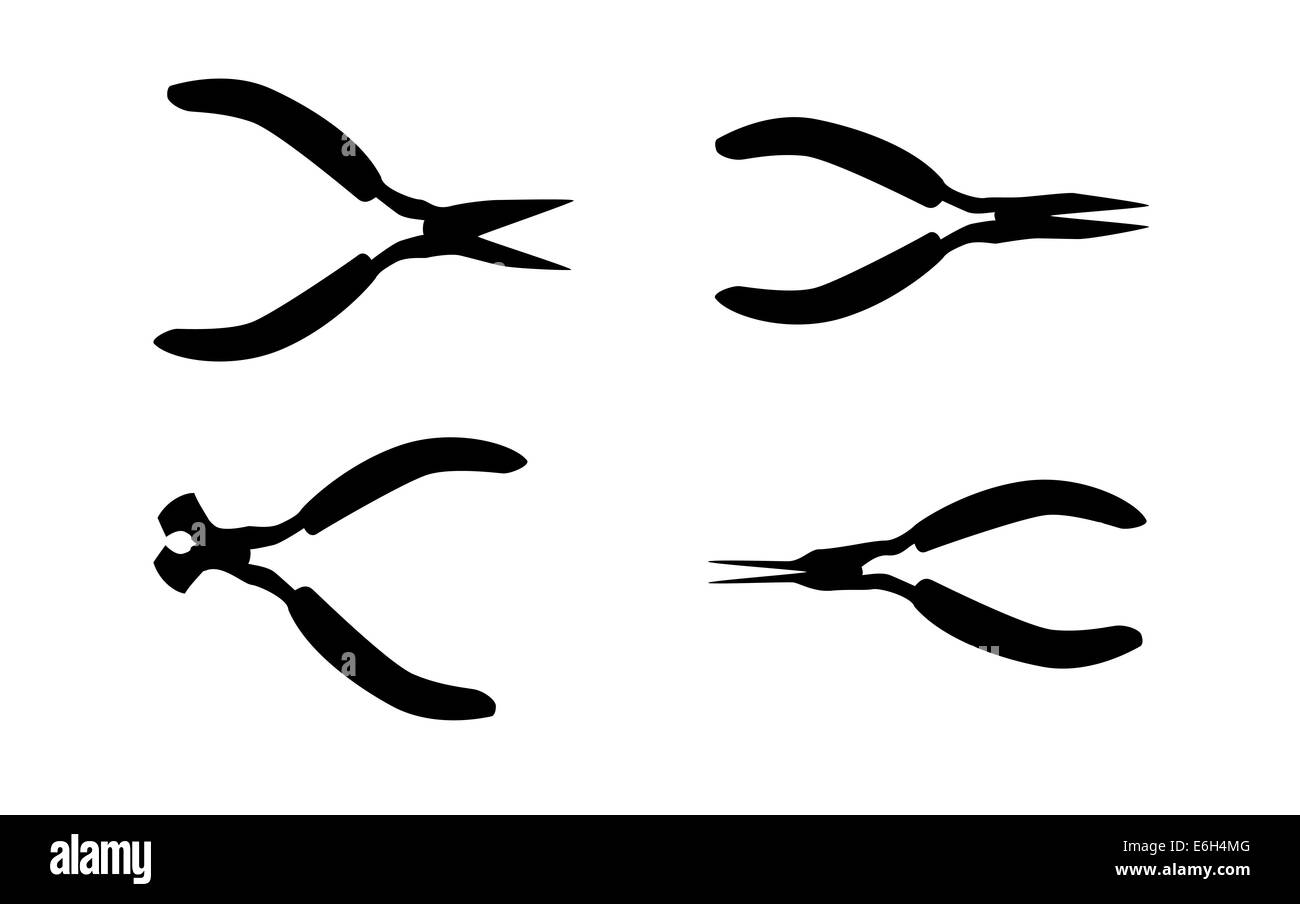 Outils pinces. Isolé sur Bacground blanc. Vector Illustration. Banque D'Images