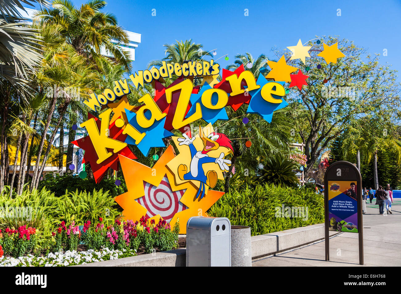 Inscrivez-vous à l'entrée de Woody Woodpecker's Kid Zone à Universal Studios à Orlando en Floride Banque D'Images