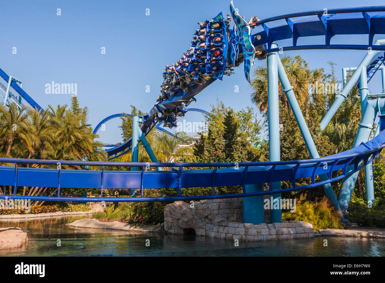 Roller Coaster Manta à Sea World à Orlando, Floride Banque D'Images