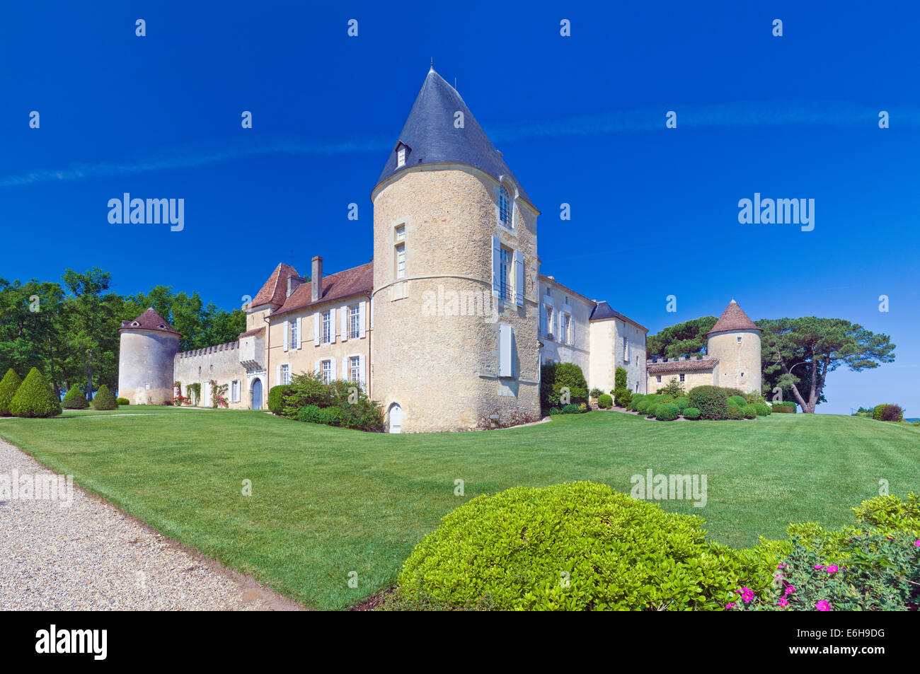 Château d'Yquem à Sauternes Bordeaux, d'Yquem est le plus célèbre de la production de vin de botrytis chateau. Banque D'Images