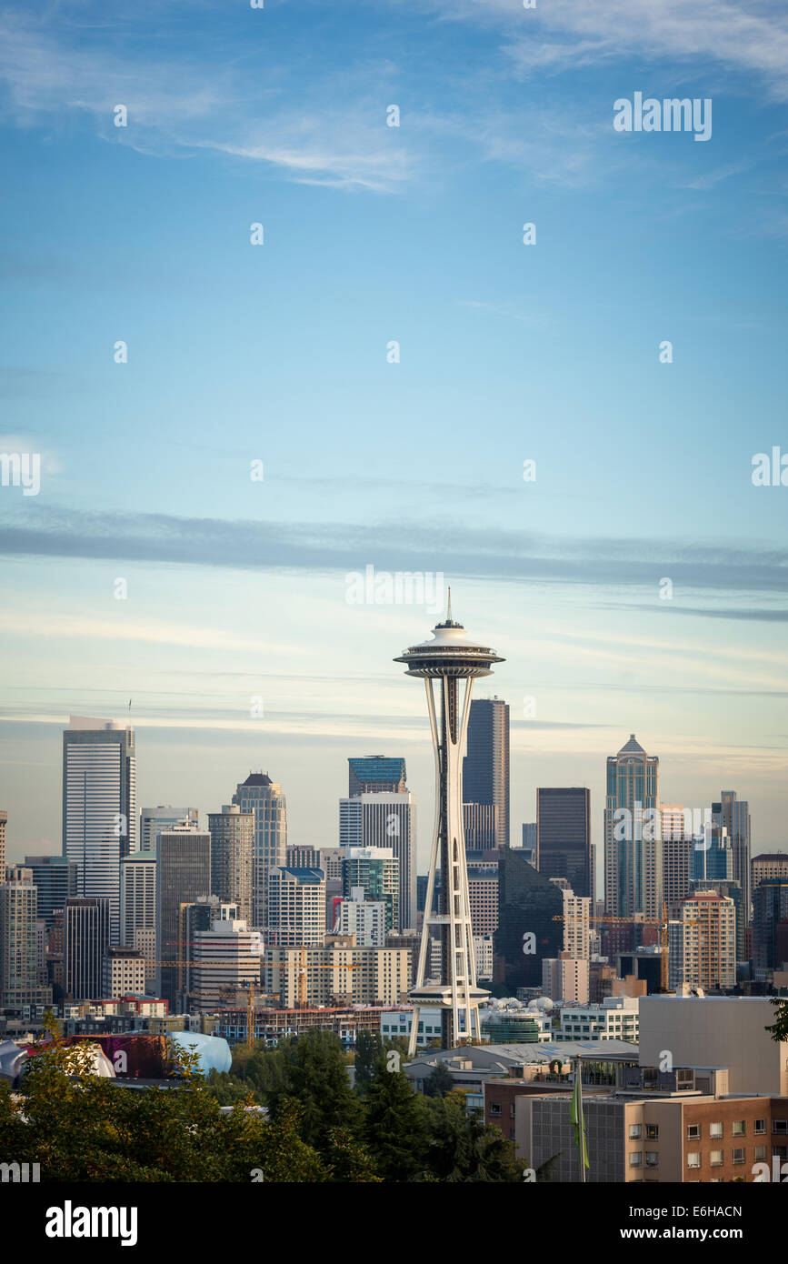 Space Needle Seattle skyline et vu de la Queen Anne Hill Banque D'Images