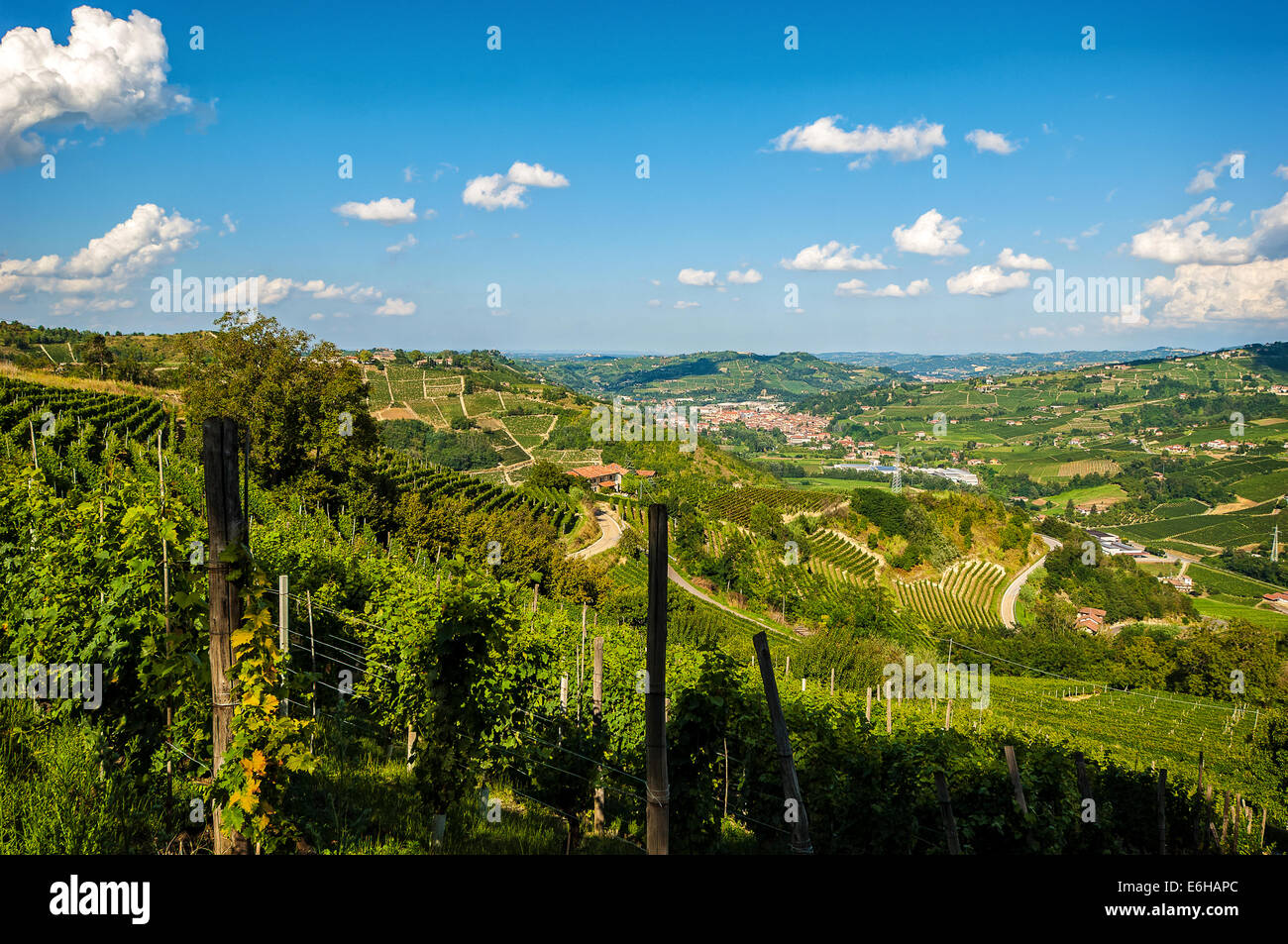 Italie Piémont Langhe Santo Stefano Belbo Vineyards Banque D'Images