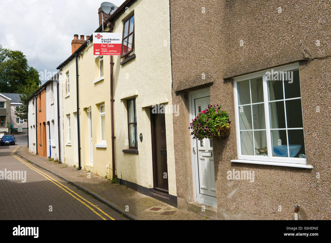 Maison mitoyenne à vendre à Brecon Powys Pays de Galles UK Banque D'Images