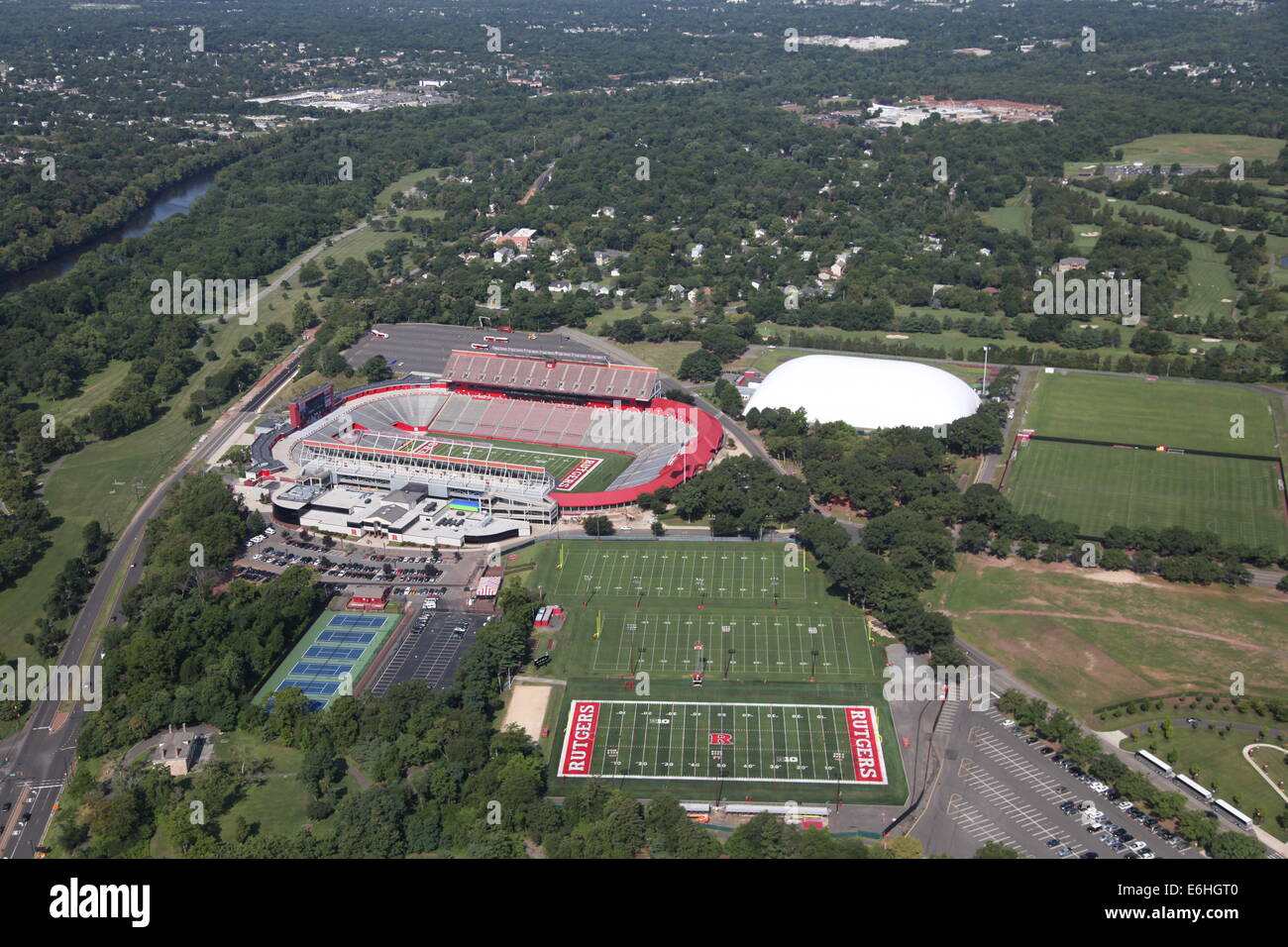 Vue aérienne de l'Université Rutgers Stadium, New Brunswick, New Jersey Banque D'Images
