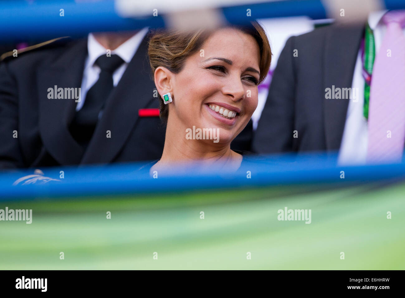 Caen, France. 23 août, 2014. Le président de la FEI, la princesse Haya de Jordanie sourit lors de la cérémonie d'ouverture des Jeux équestres mondiaux 2014 à Caen, France, 23 août 2014. Photo : ROLF VENNENBERND/dpa/Alamy Live News Banque D'Images