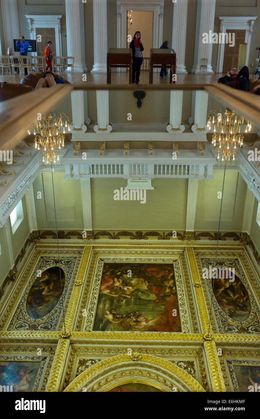 Banqueting House, Whitehall London England UK. Aug 2014 Conçu par Inigo Jones en style palladien,plafond peint Rubens Banque D'Images