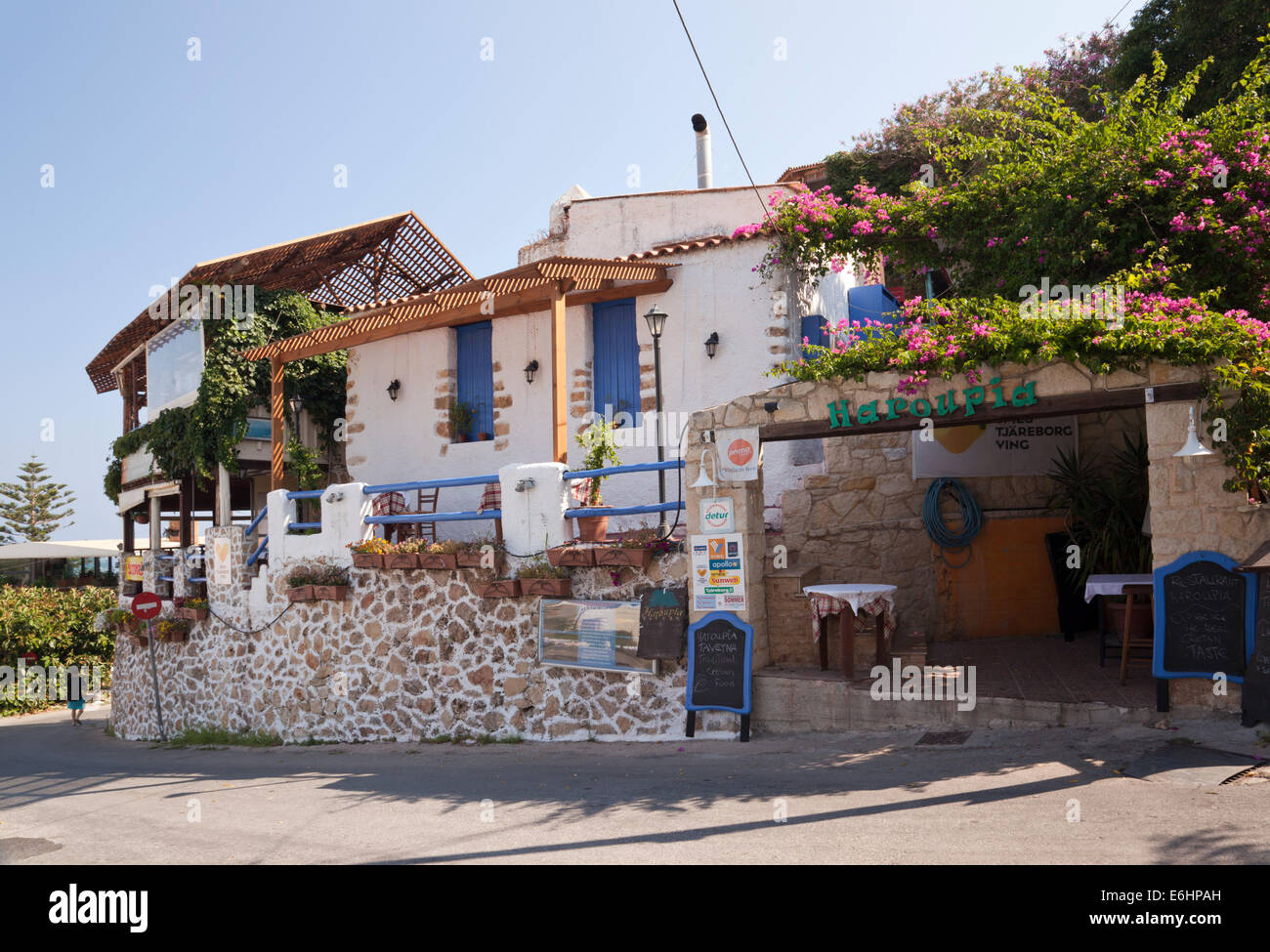 Restaurant, Platanias, Crete Banque D'Images