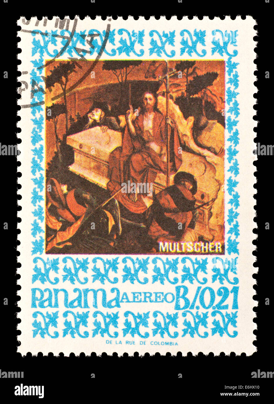 Timbre-poste représentant du Panama il Multscher peinture 'le Christ' surgi Banque D'Images