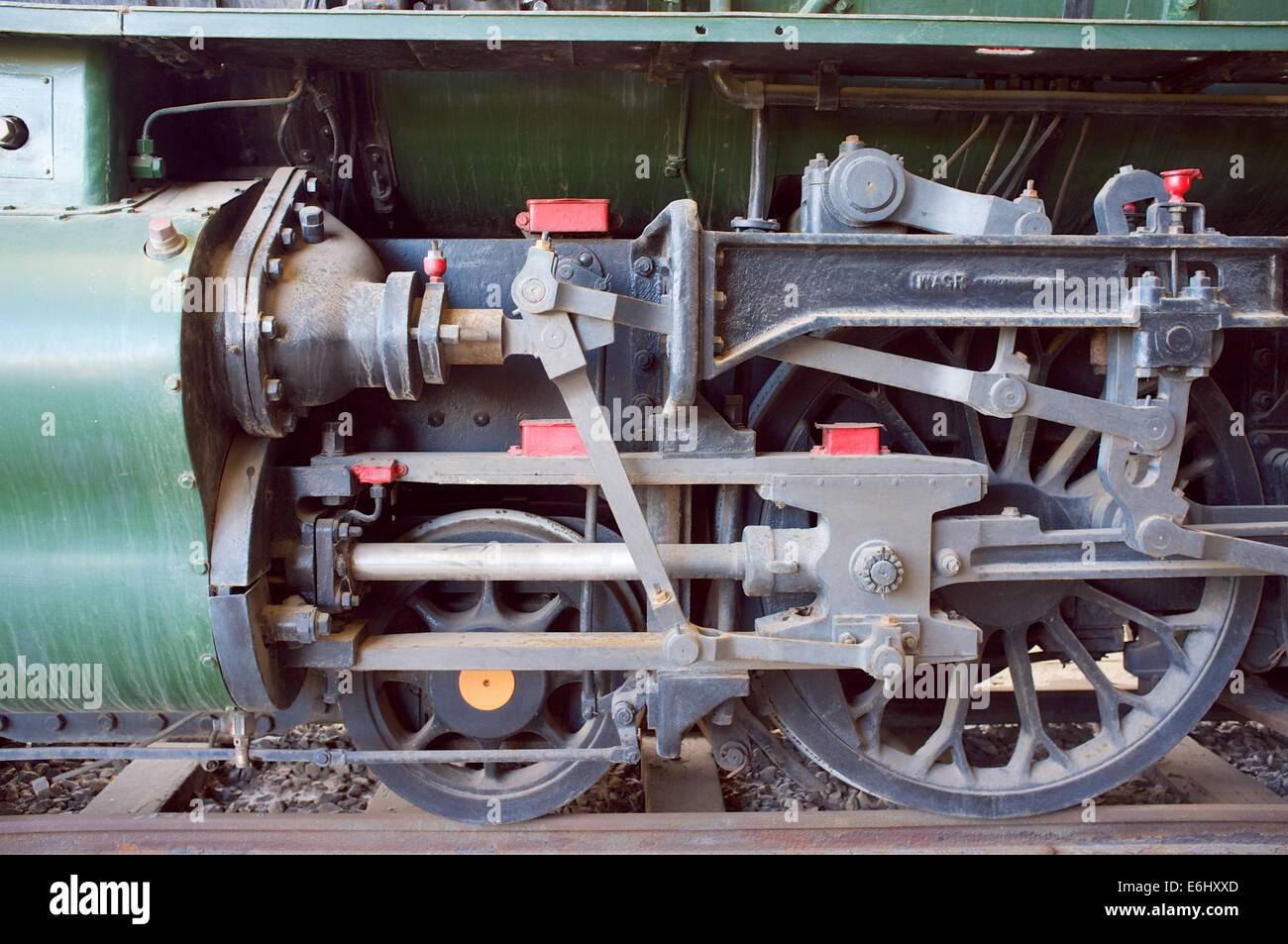 Les roues avant de V1220 2-8-2, la plus grande des locomotives à vapeur de travailler dans l'ouest de l'Australie. À l'affiche au Musée Ferroviaire Banque D'Images