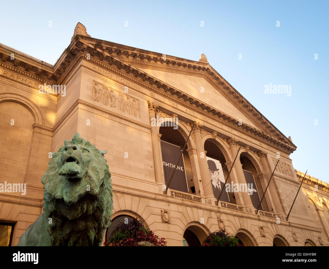 Une vue de l'extérieur de l'Art Institute de Chicago. Chicago, Illinois. Banque D'Images