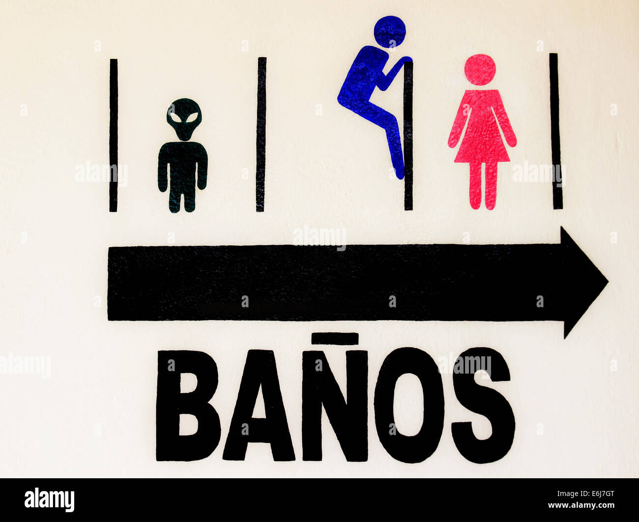 Funny toilettes signer en espagnol quelque part au Mexique Banque D'Images