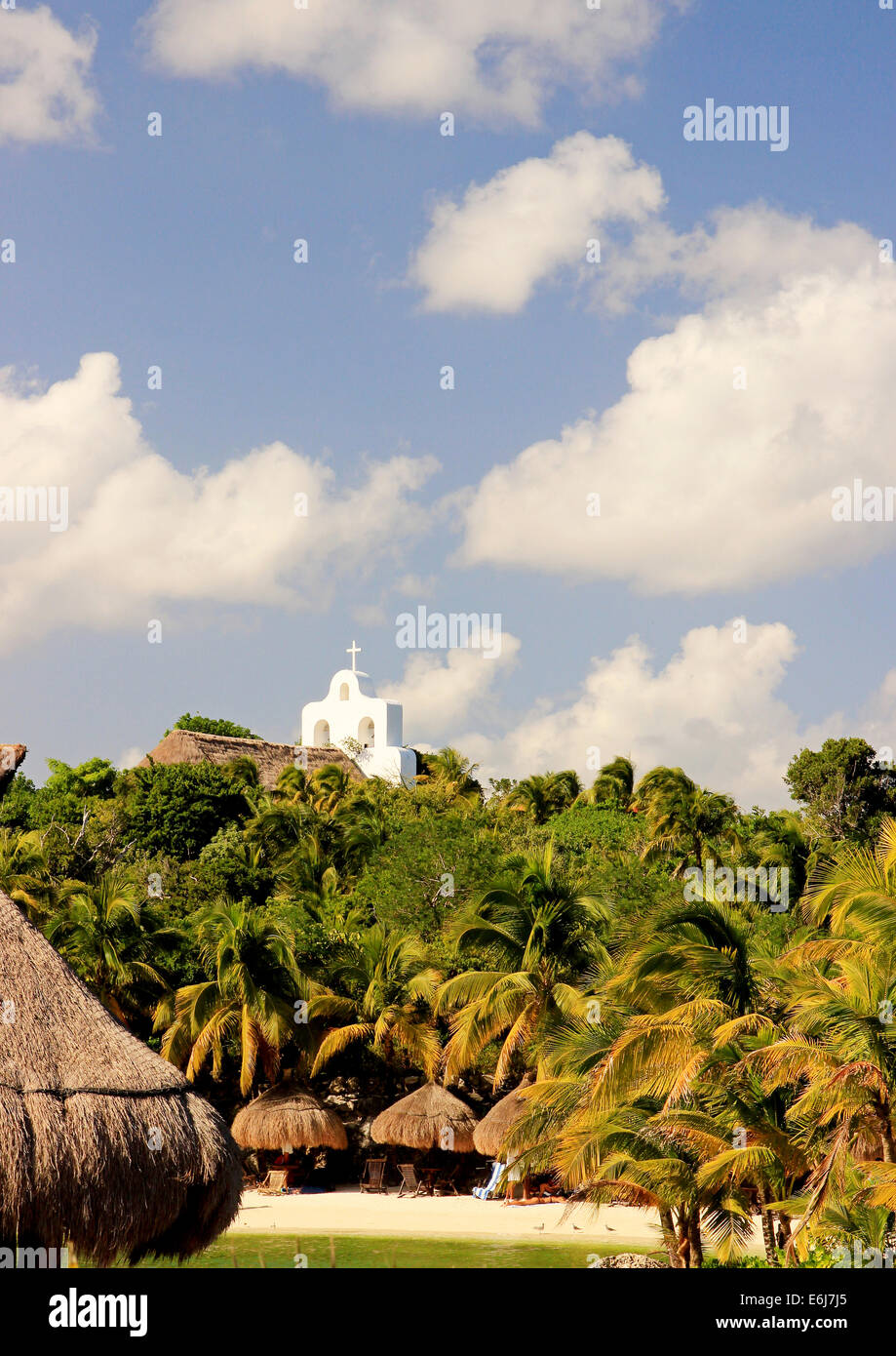 Chapelle San Francisco de Asís, Xcaret, Mexique Banque D'Images