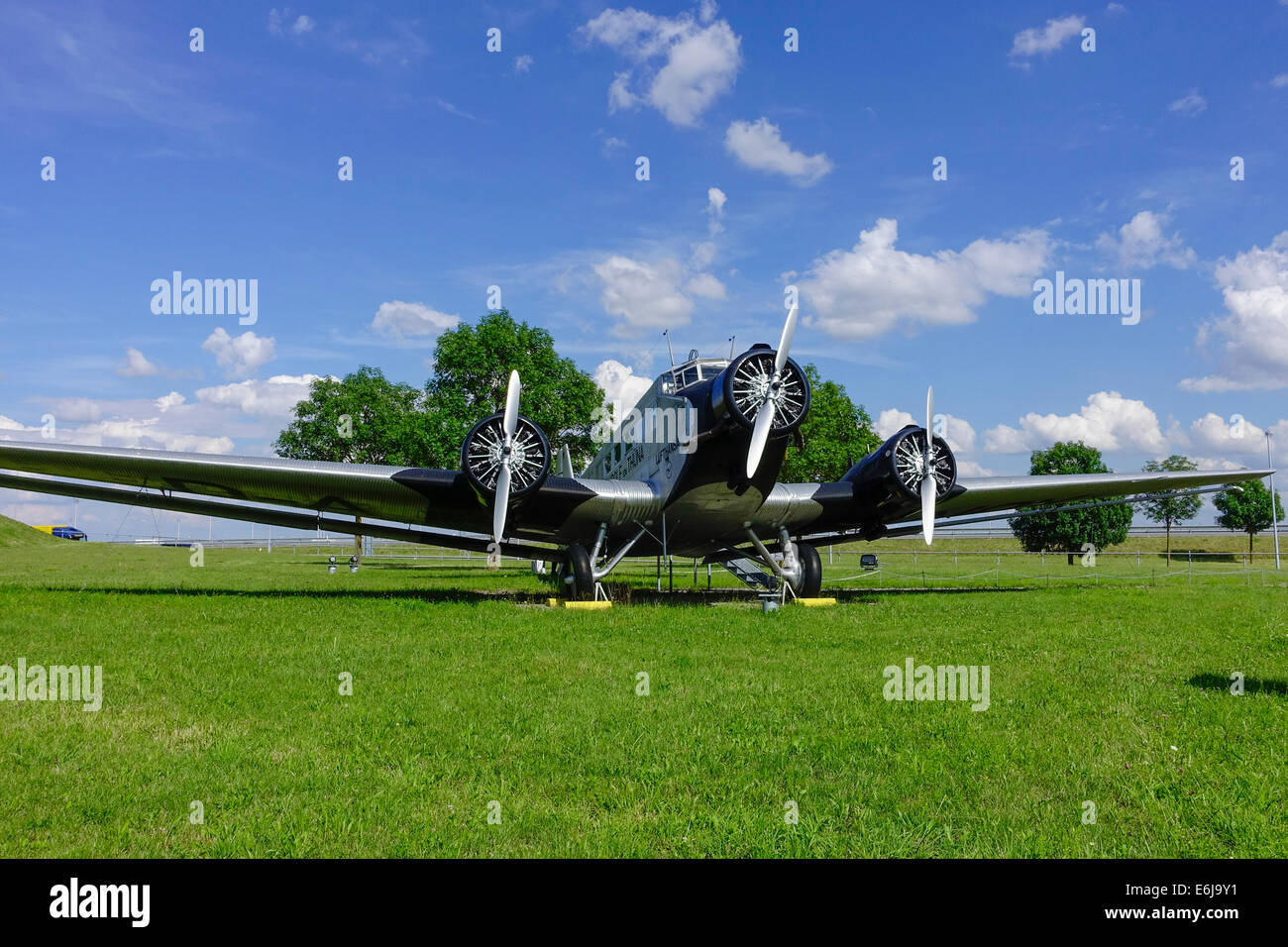 Aéronefs historique Junkers JU 52, BJ. 1937 Visiteurs Park l'aéroport de Munich, Munich, Bavière, Allemagne Banque D'Images