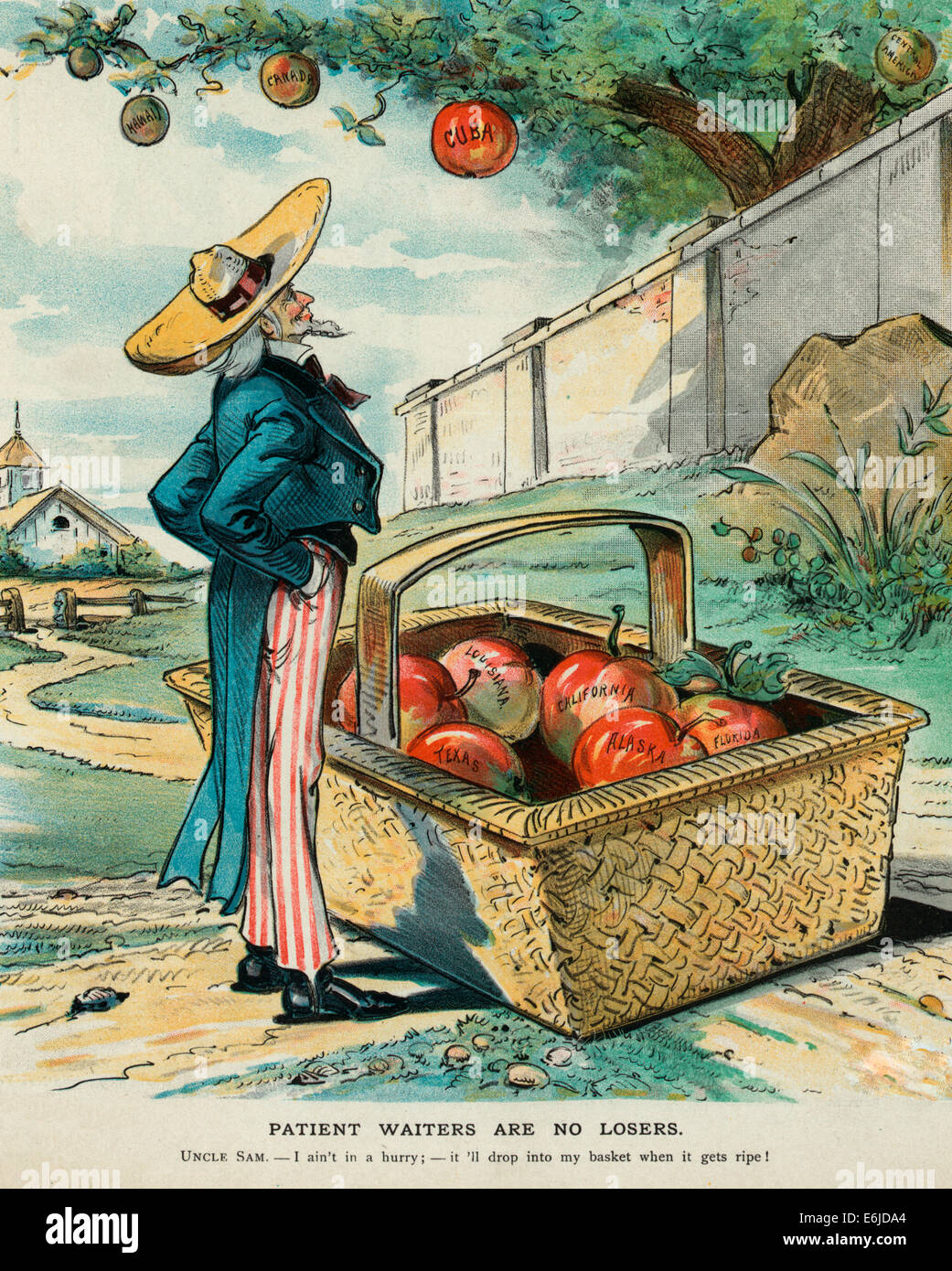 Serveurs sont Patient pas de perdant - USA, 1897 caricature politique expansionniste Banque D'Images