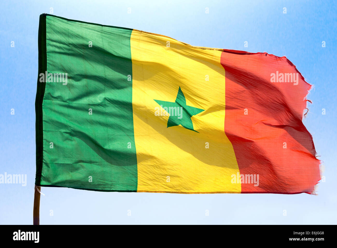 Drapeau sénégalais, Lac Rose, Sénégal Banque D'Images