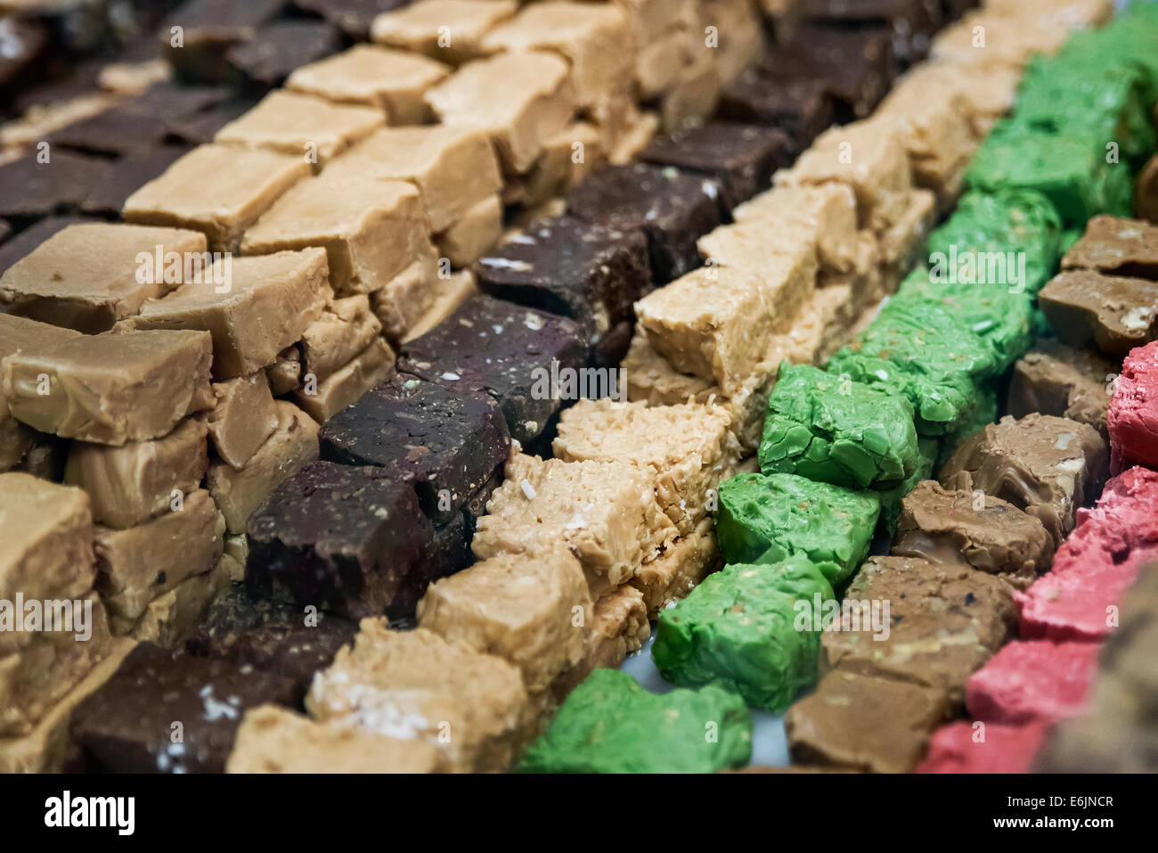 Sélection de fudge dans une boutique. Banque D'Images