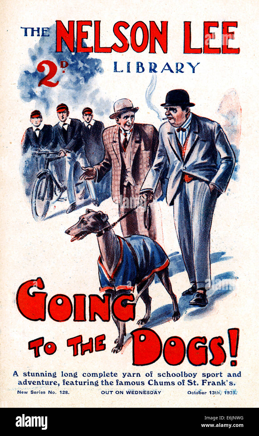Aller aux chiens, 1920 Couverture du livre comique doté d''un Greyhound Racing story Banque D'Images
