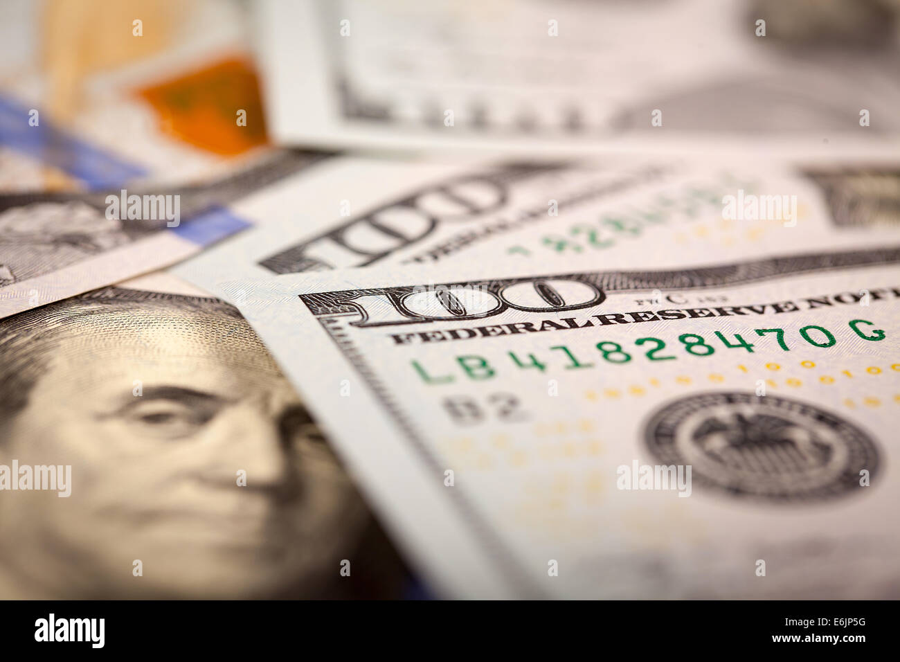 Photographie : Macro de Dollars US One Hundred Dollar Banque D'Images