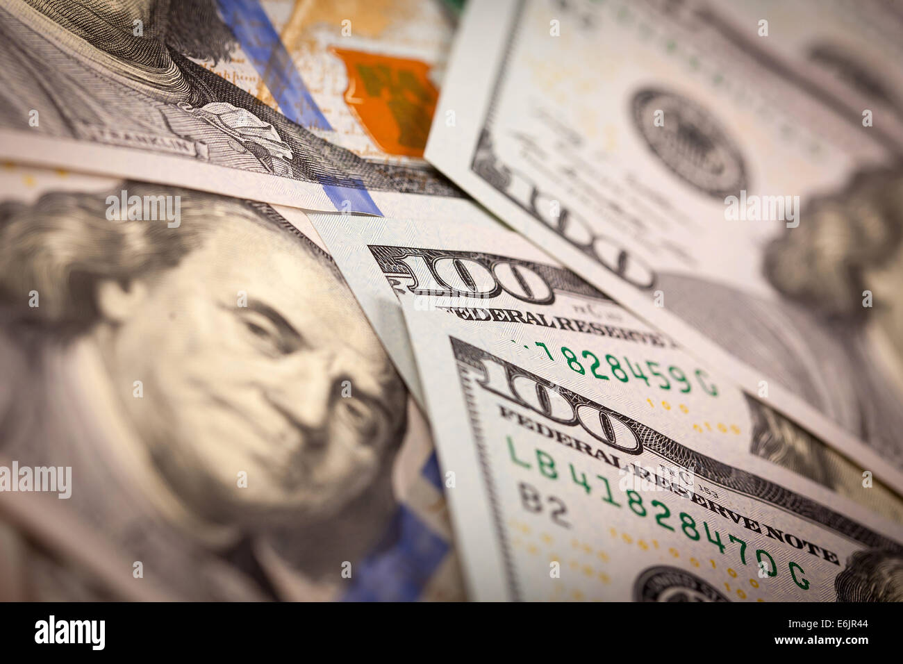 Photographie : Macro de Dollars US One Hundred Dollar Banque D'Images