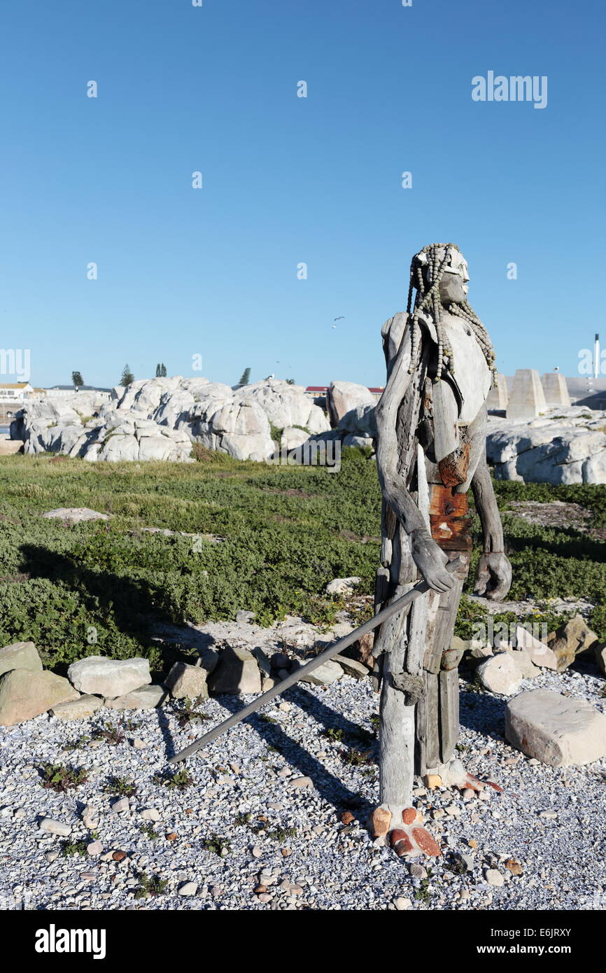 Figurine en bois géant sur l'île aux oiseaux dans la région de Lamberts Bay Banque D'Images