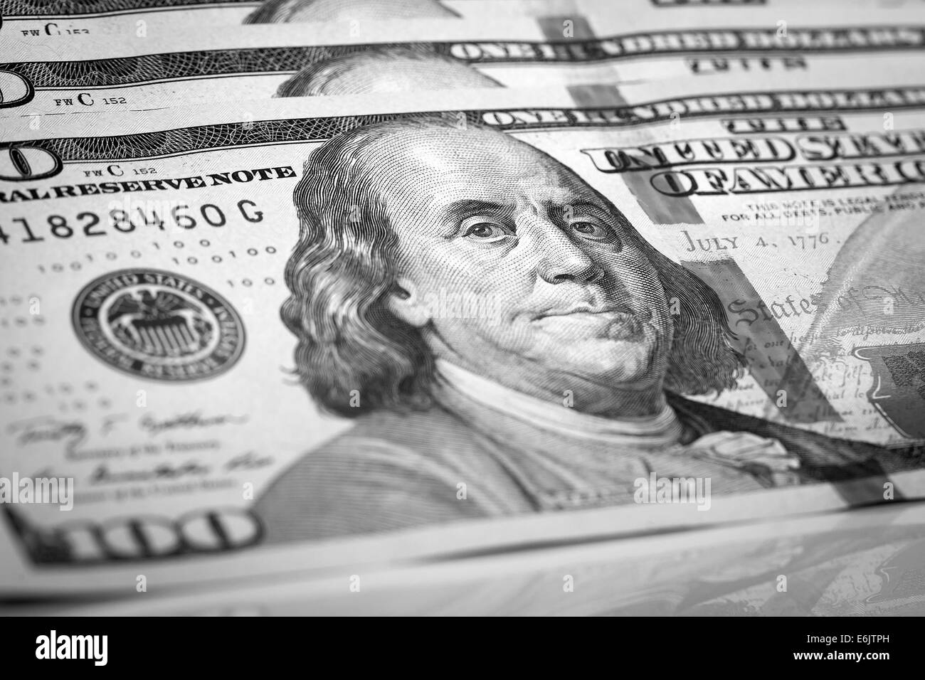 Billet de 100 dollars Banque d'images noir et blanc - Alamy