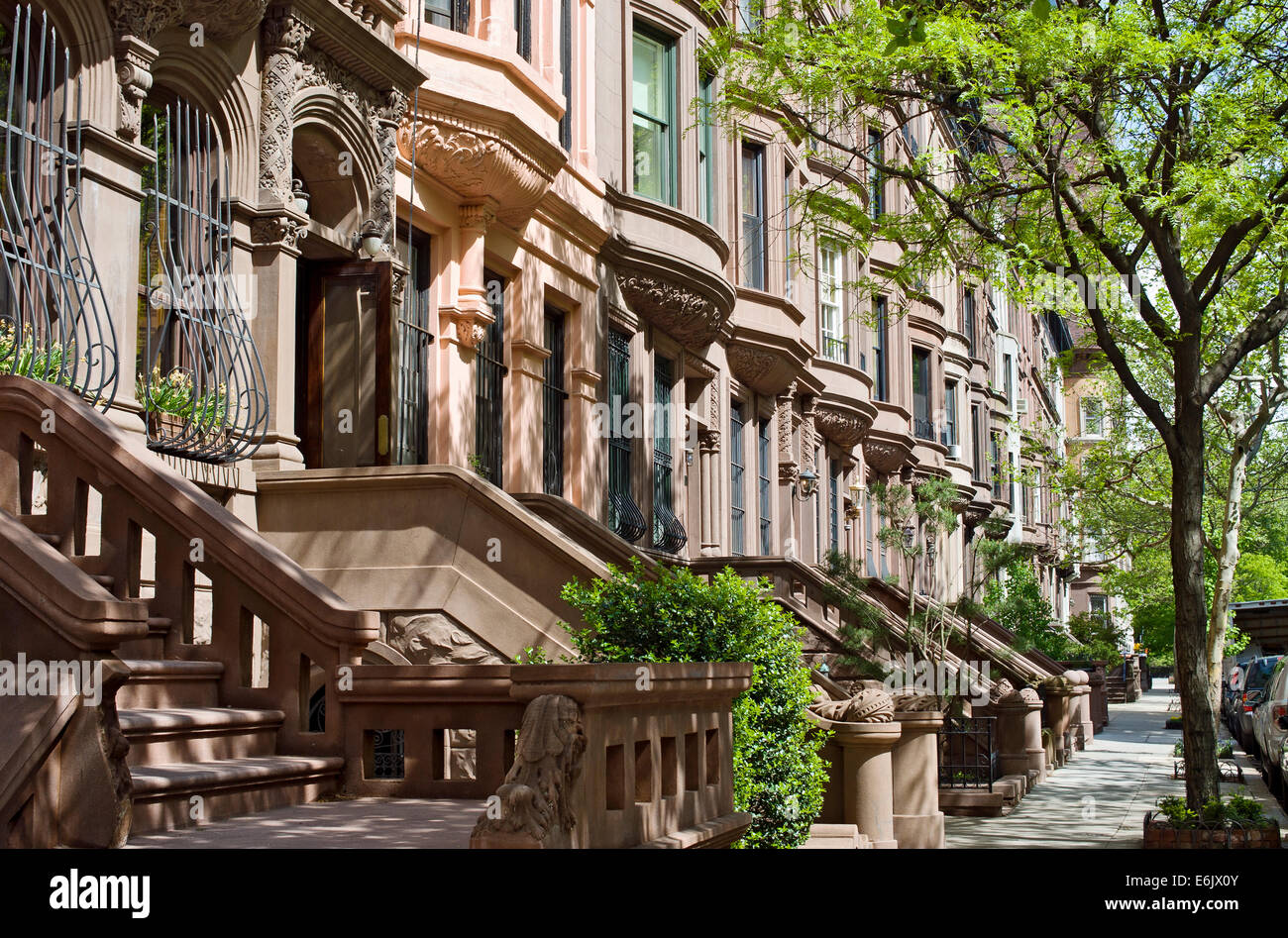 Appartement Brownstone, les immeubles, les résidences sur l'Upper West Side, Manhattan, New York City, New York. Banque D'Images