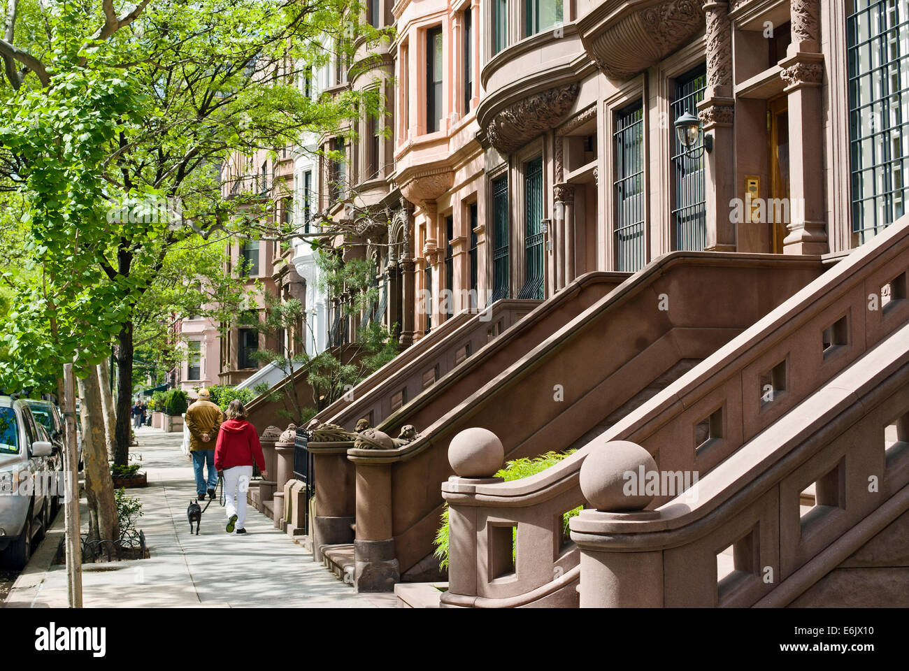 Appartement Brownstone, les immeubles, les résidences sur l'Upper West Side, Manhattan, New York City, New York. Banque D'Images