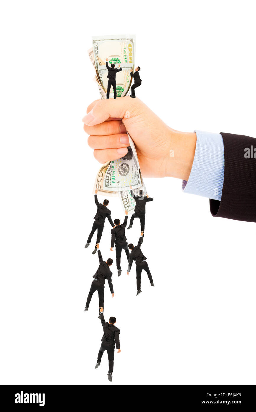 Groupe de gens d'affaires l'ascension de la monnaie dollar us Banque D'Images