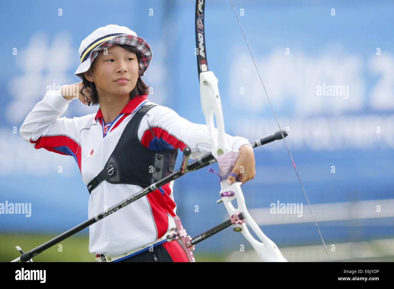 Nanjing, Chine. 25 août, 2014. Miasa Koike (JPN), le 25 août 2014 - Tir à l'ARC : féminin 1/4 finale à Fangshan Entraînement sportif Base au cours de l'été 2014 Jeux Olympiques de la jeunesse à Nanjing, Chine. © Yusuke Nakanishi/AFLO SPORT/Alamy Live News Banque D'Images