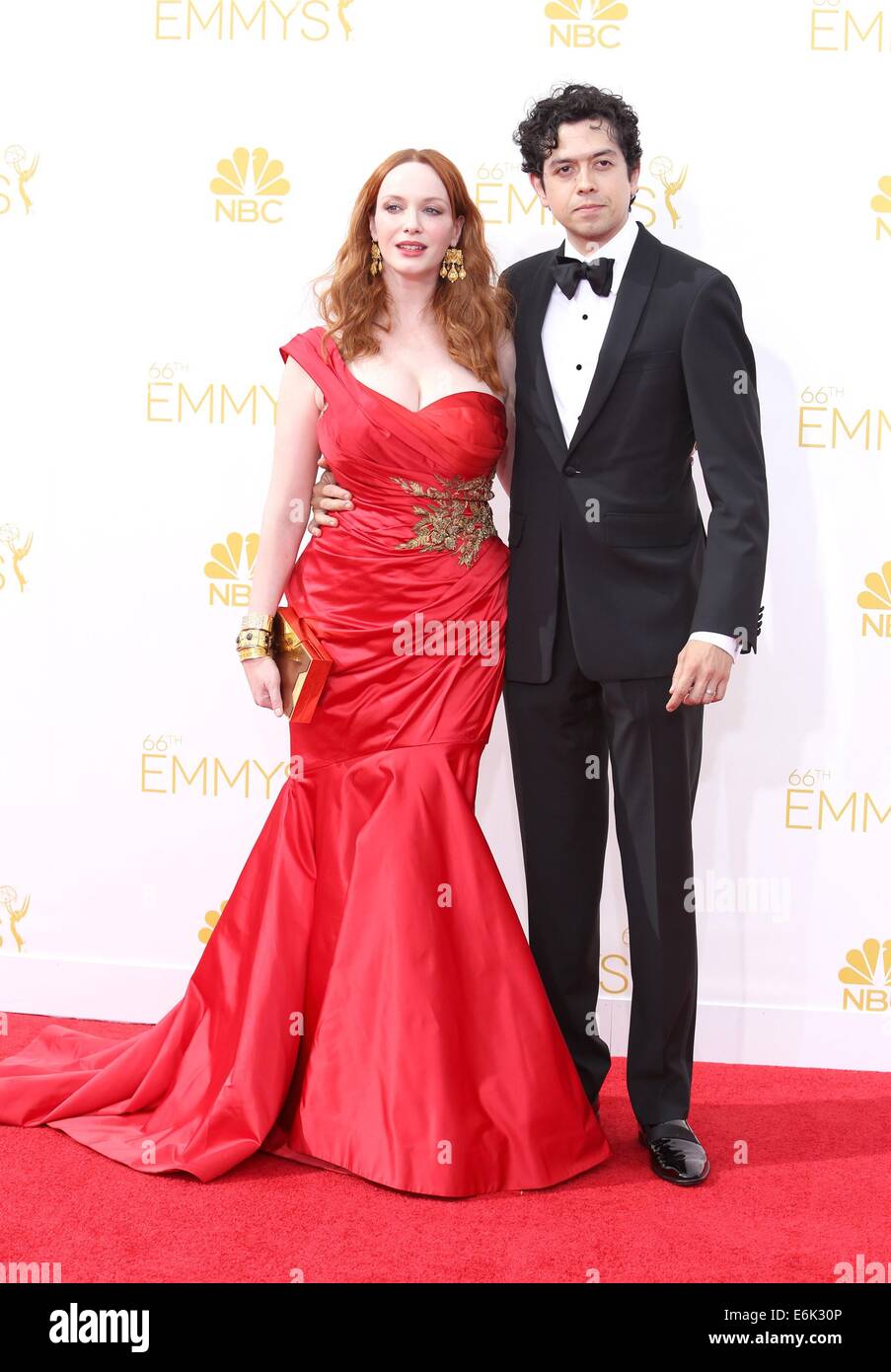 Los Angeles, CA, USA. 25 août, 2014.Christina Hendricks, Geoffrey Arend à arrivés pour la 66e Primetime Emmy Awards 2014 Emmy - Partie 2, Nokia Theatre L.A. Vivre, Los Angeles, CA 25 août 2014. Photo par : James Atoa/Everett Collection/Alamy Live News Banque D'Images