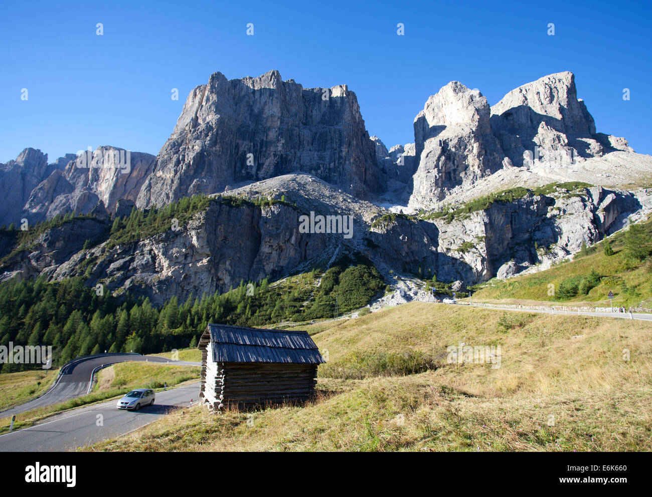 Gardena Pass, Groupe du Sella, Dolomites, Alto Adige, Italie Banque D'Images