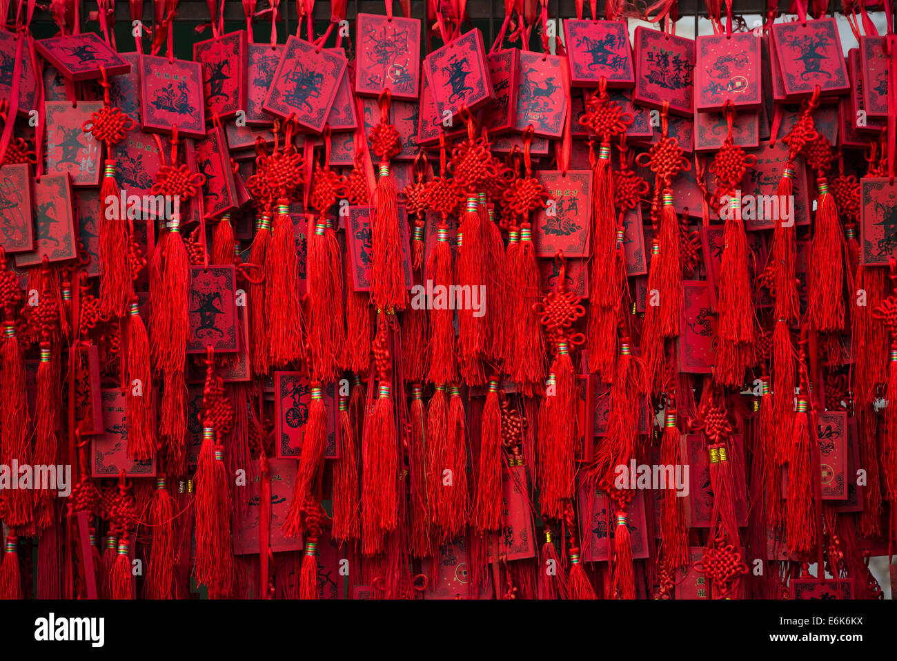 Cartes chinoise rouge qui souhaitent, Beijing, Chine Banque D'Images