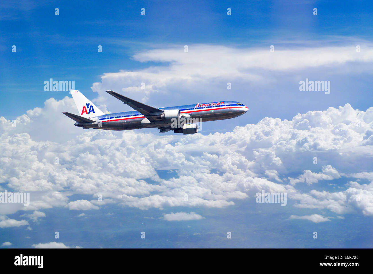 American Airlines, Boeing 767-323 ER, en vol Banque D'Images
