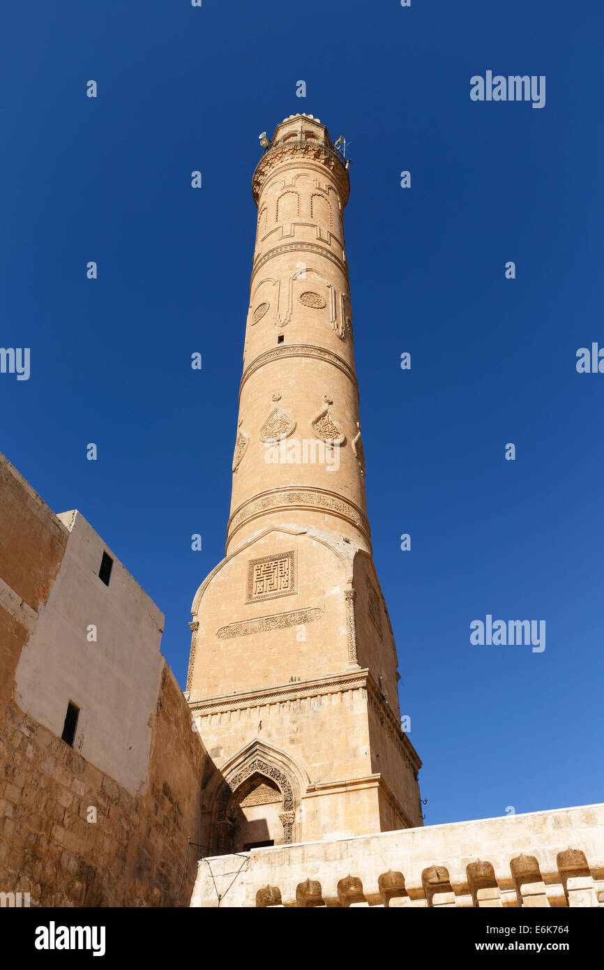 Minaret de la Grande Mosquée, Ulu Camii, Mardin, Région de l'Anatolie du sud-est, l'Anatolie, Turquie Banque D'Images
