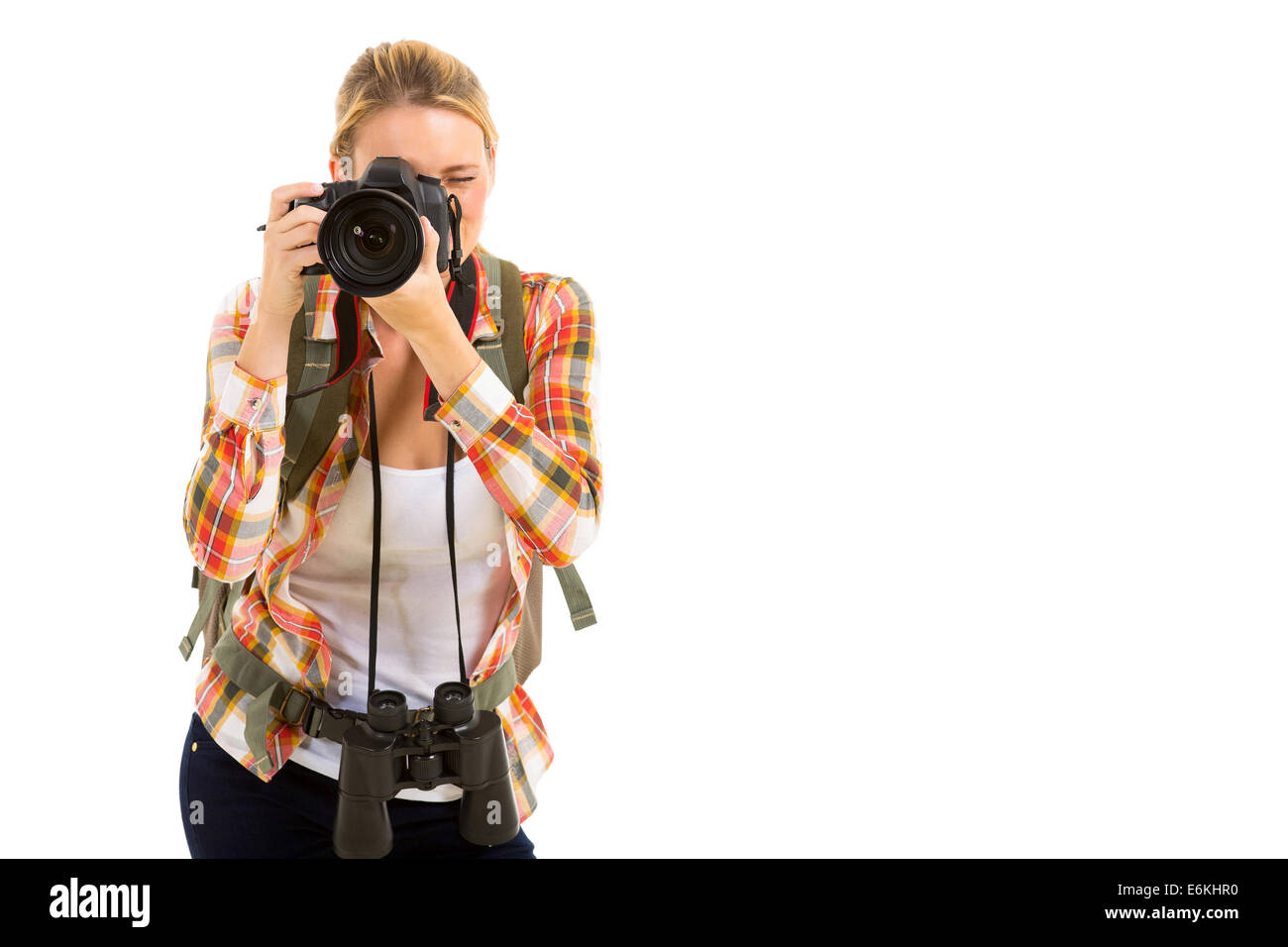 Jolie voyageuses en utilisant un appareil photo numérique de prendre des photos Banque D'Images Jolie voyageuses en utilisant un appareil photo numérique de prendre des photos Banque D'Images