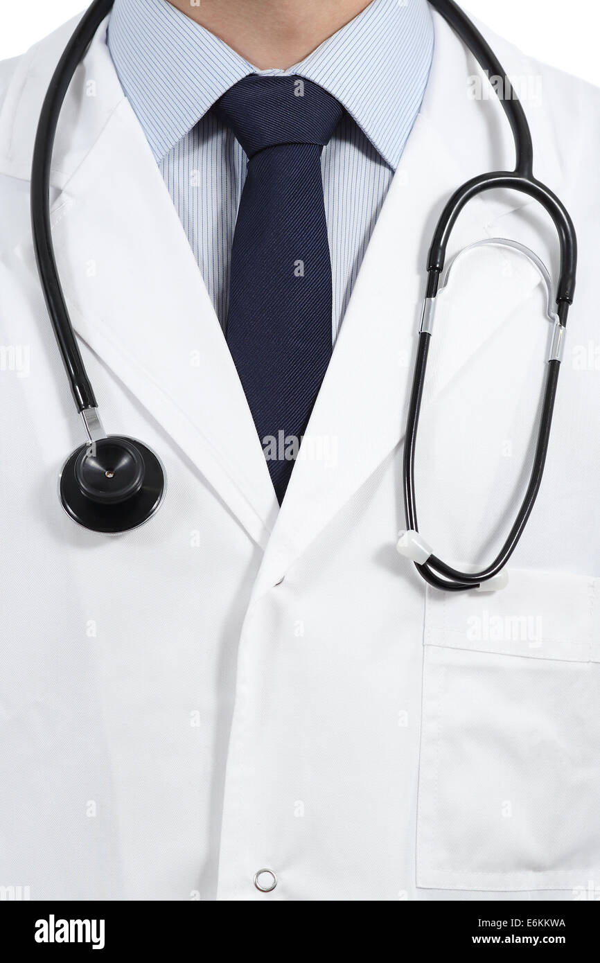 Portrait d'un médecin homme manteau et stéthoscope avec cravate et chemise Banque D'Images