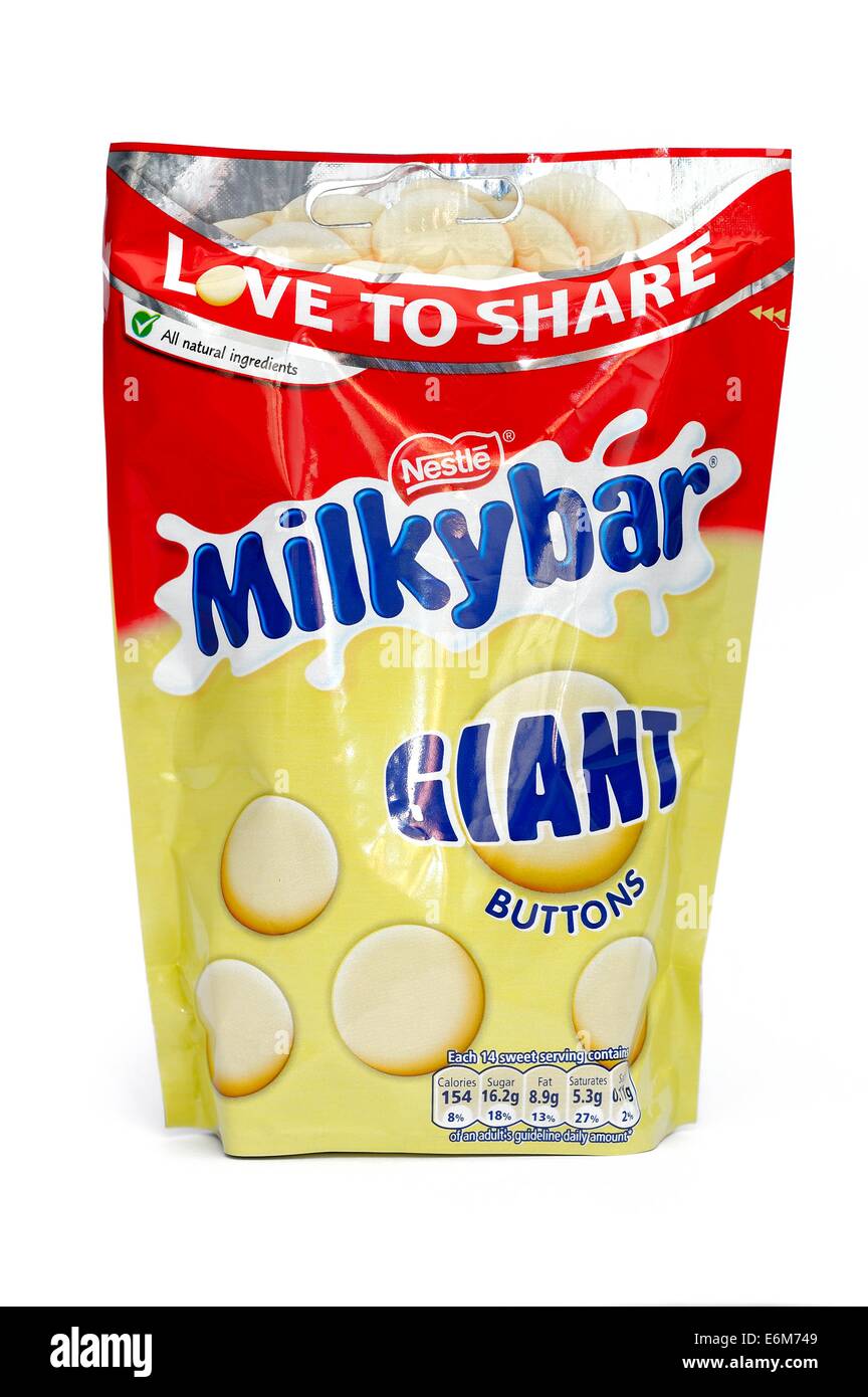 Voie lactée Nestlé boutons chocolat blanc bar Banque D'Images