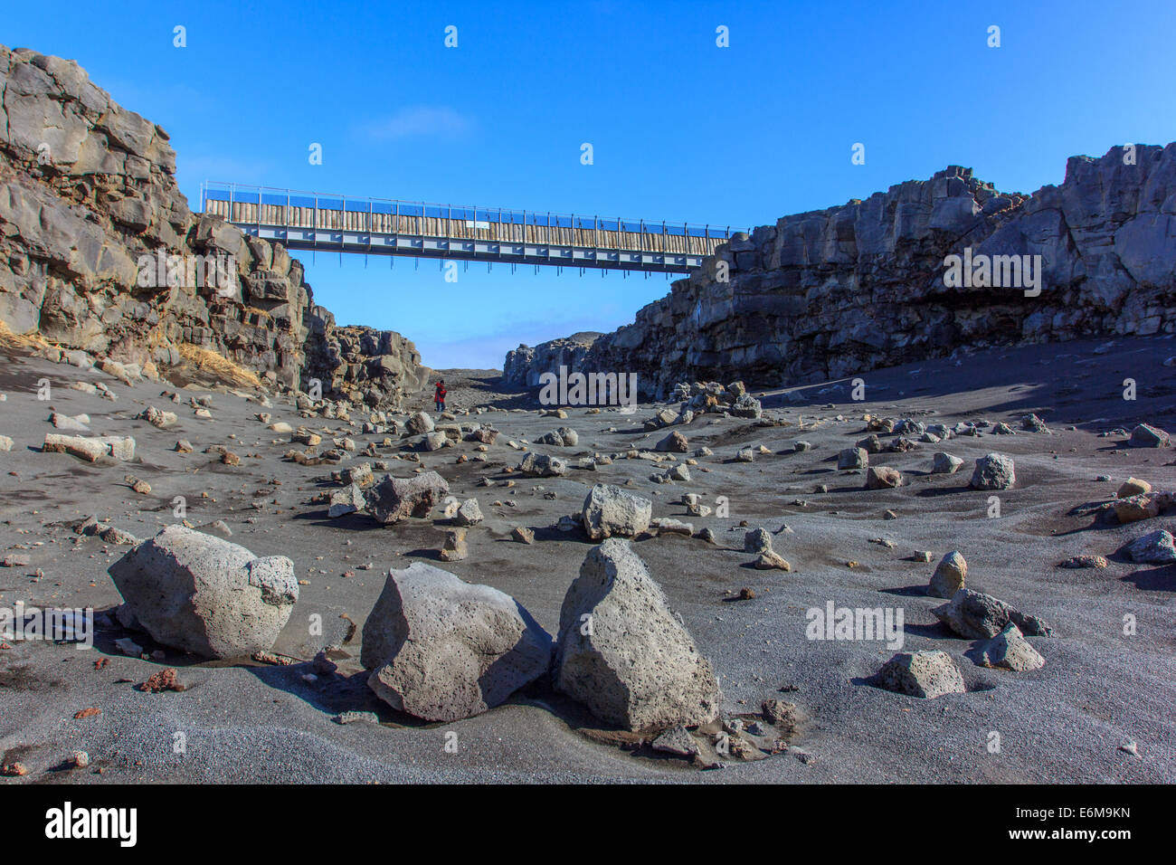 Midlina : une ligne le long de la dorsale médio-atlantique qui sépare l'Eurasie et l'Amérique du Nord des plaques tectoniques Banque D'Images